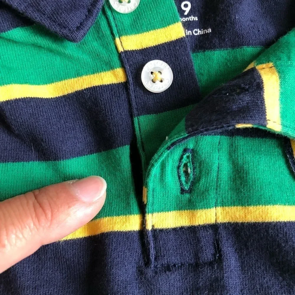 Carter’s Long Sleeve stripe Polo Rompers(lot of 2)